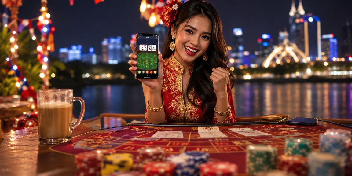 Meja baccarat kasino dalam talian gaya Malaysia di Selangor dengan suasana mewah